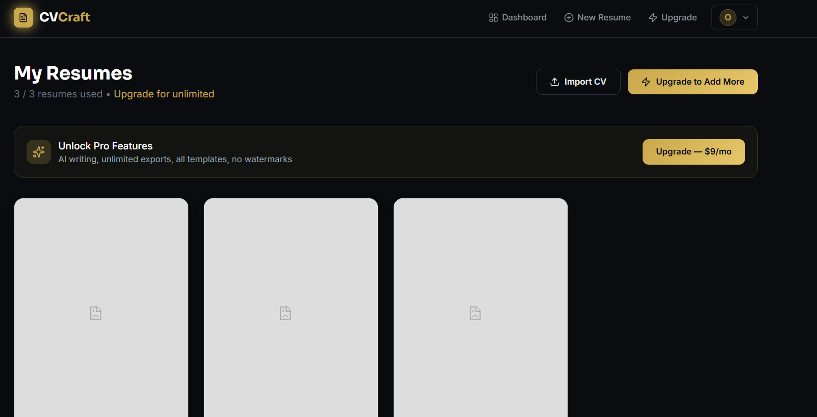 CVCraft Dashboard