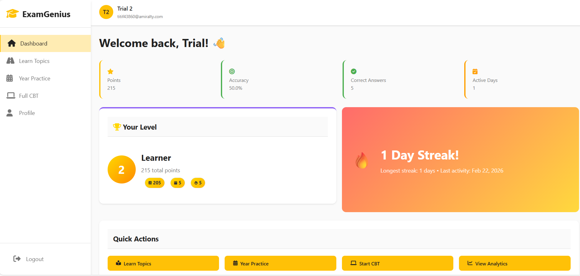 ExamGenius Dashboard