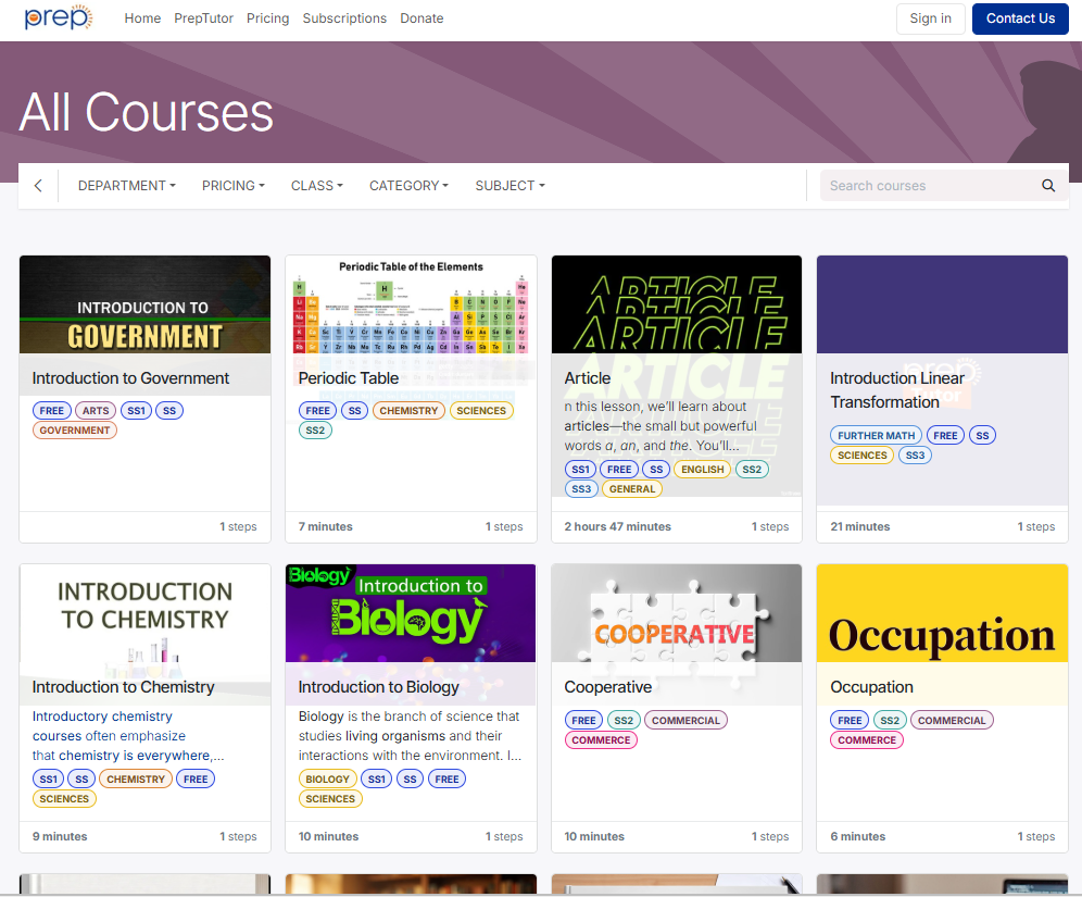 PrepTutor All Courses