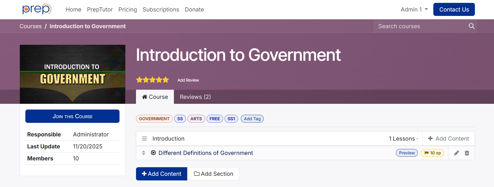 PrepTutor Course Detail