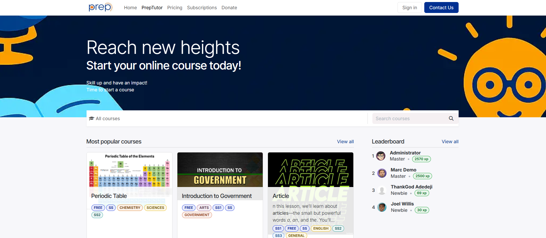 PrepTutor Courses